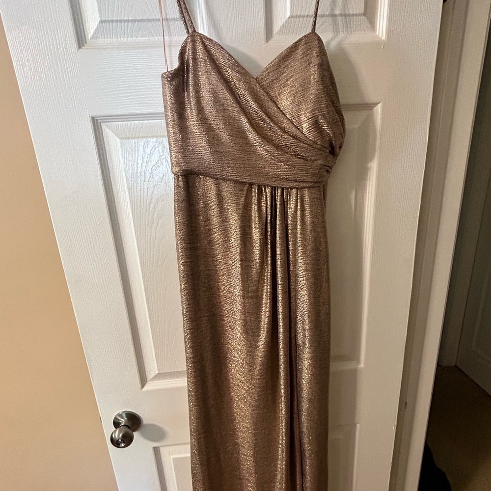 Formal gold metallic maxi dress